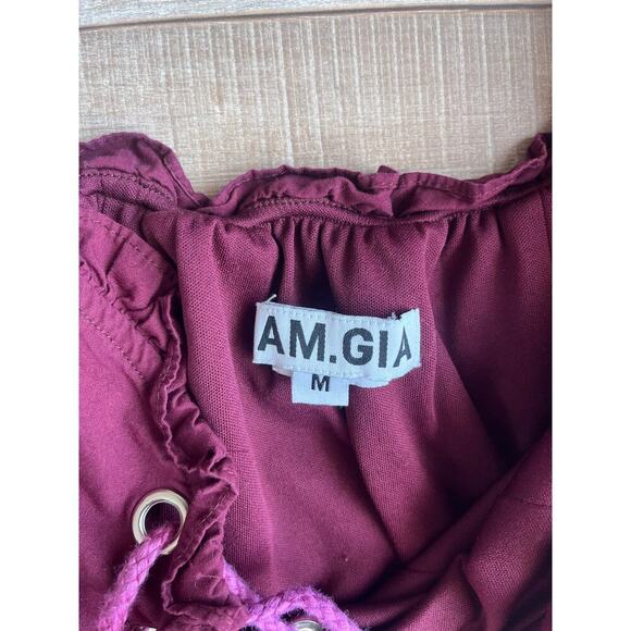 I.AM.GIA Alya Off-The-Shoulder Corset Dress Burgundy Red Size M - Picture 5 of 8